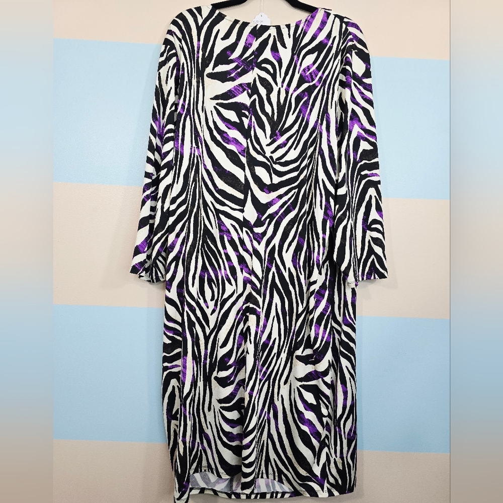 Dana Buchman Plus Size Zebra Print Midi Dress - Picture 7 of 9